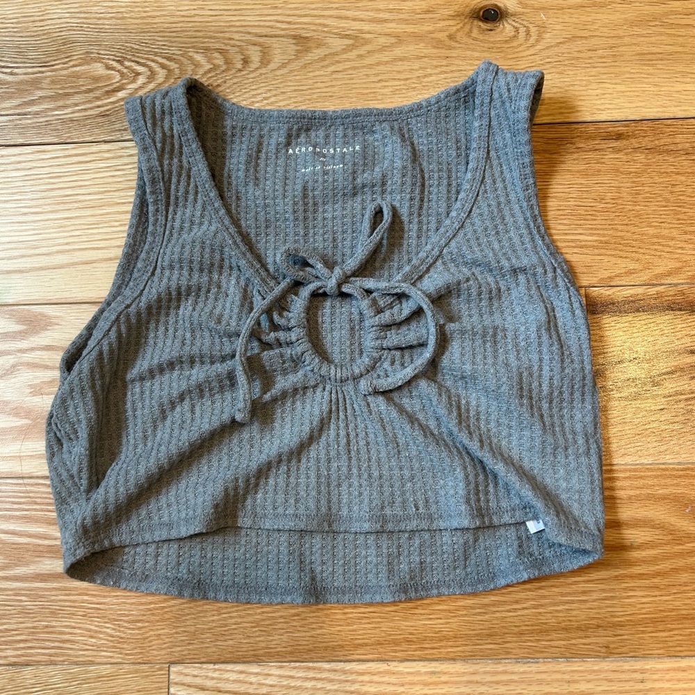 Gray Ribbed Crop Top